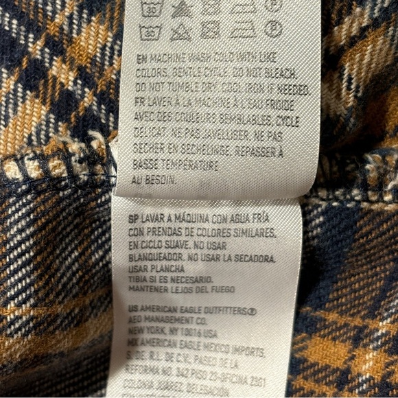 American Eagle Women's Brown Tan Plaid Jumper Dress Pockets Wide Straps Sz M - Picture 6 of 10